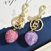 Keychain Pendant Rhinestones Inlaid Strawberry Shape Key Chain with Lobster Clasp Bag Charm Backpack Pendant Accessory