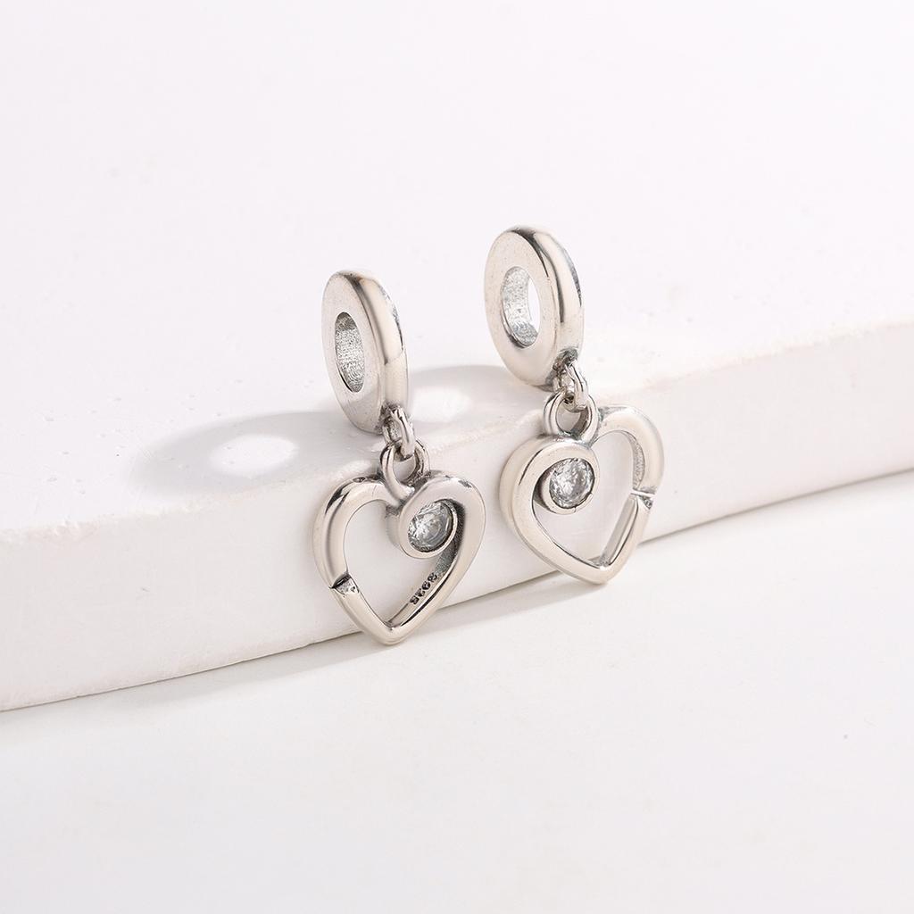 Panjia White Copper Silver-plated Pendant Pink Five-leaf Petals Gold Rose Beaded DIY Bracelet Accessories Fashion