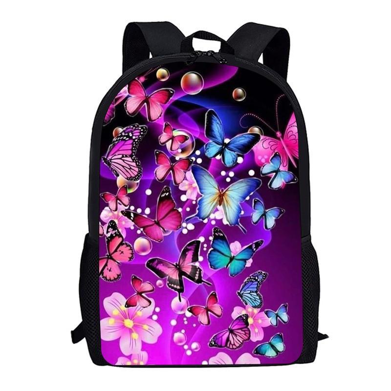 Classic Popular Funny Butterfly Notebook Backpacks Pupil School Bags 3D Print Oxford Waterproof Boys/Girls Laptop Backpacks