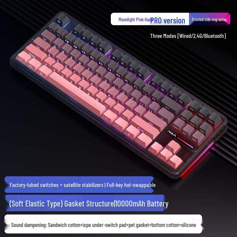 Wolfspider F87 Pro V2 Wireless Mechanical Gaming Keyboard with Bluetooth and Custom Side Engraving.