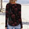 Women's Long Sleeve Casual Print T-Shirt Round Neck Tee for Daily Wear