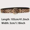 Damenmode Goldnadel-Knopf Leopardenmuster Gürtel Vintage PU-Leder Damengürtel Kombiniert mit Jeans