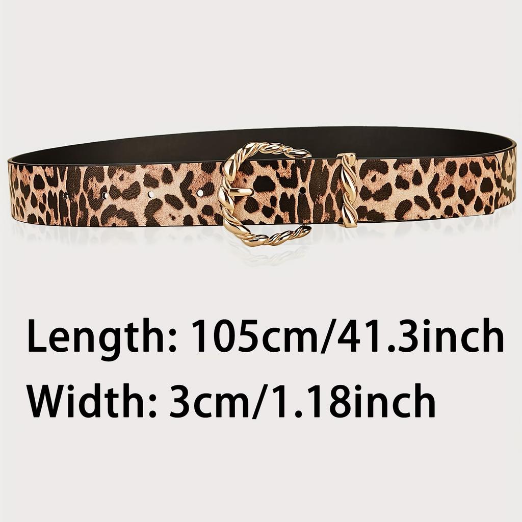 Damenmode Goldnadel-Knopf Leopardenmuster Gürtel Vintage PU-Leder Damengürtel Kombiniert mit Jeans