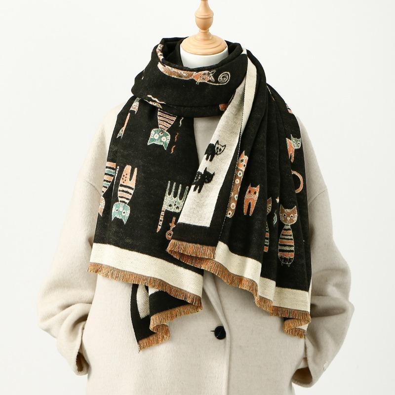 

New hot-selling fashion cat imitation cashmere versatile scarf femininity warm and thickened travel outer scarf long scarf 182*65cm