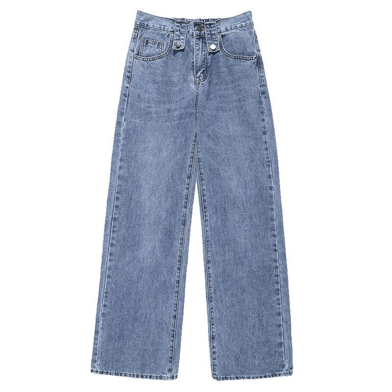 High-waisted Elastic Straight-leg Jeans Woman