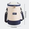 Sac de prânz portabil de mare capacitate, cutie de prânz izolată, cilindric, proaspăt, cutie rotundă din folie de aluminiu, geantă termică pentru alimente.