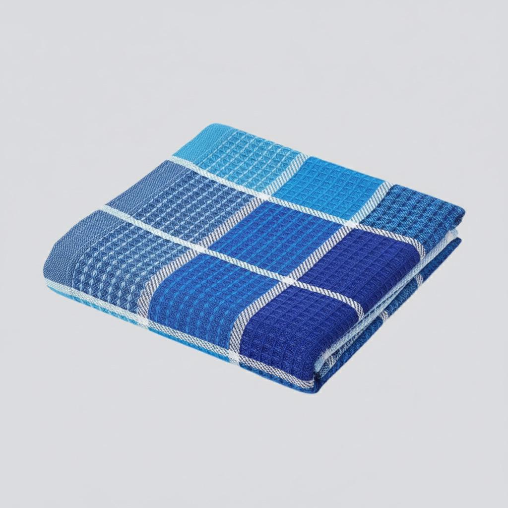 Colorful Plaid Polyester-Cotton Waffle Weave Kitchen Towel