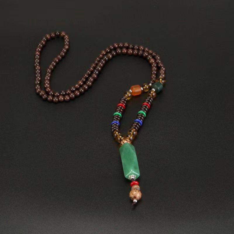Unisex Tibetan Ethnic Necklace: Versatile, Retro-Style Jewelry with Wooden Accents for Cotton and Linen Outfits