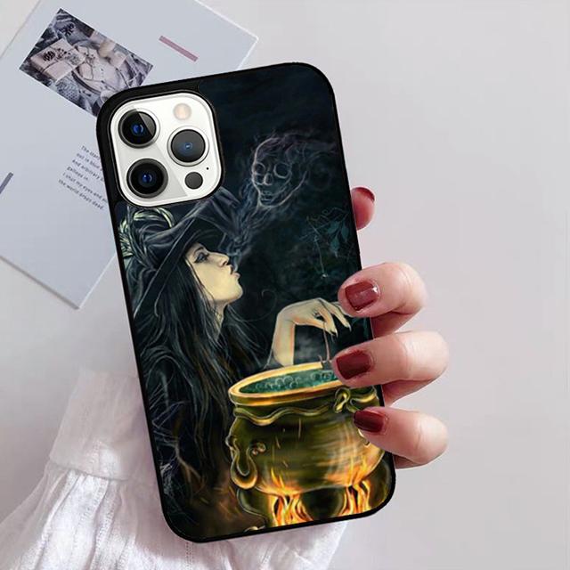 Halloween Moon Witch Horror Phone Case For iPhone 17 Air 16 15 14 13 12 11 Pro Max Plus Max Cover Shell Coque