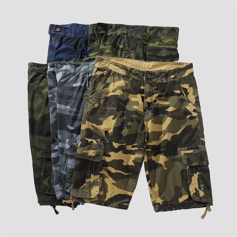 Herren Tarnung Cargoshorts Herren Knielang Freizeitshorts Herren Mehrere Taschen Shorts Sommer Outdoor Strandshorts