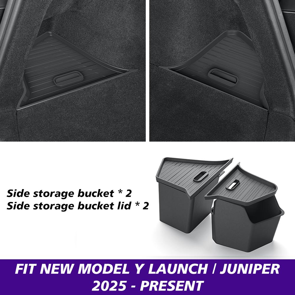 for Tesla New Model Y Juniper Launch 2025 Console & Armrest & Rear Trunk Storage Bins Side Box Organiser Watercup Accessories