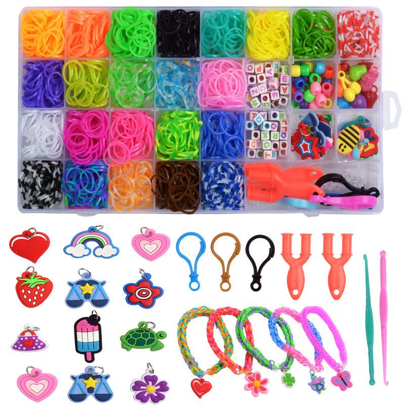 Stav na gumičky Rainbow pro děti - DIY náramek hračka s 28, 32 mřížkami