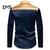Cămașă Bărbătească Rever Mânecă Lungă Satinată Design Individual Color-Blocking Cămașă Topuri Plachetă cu Nasturi Cămașă Zilnică Vacanță Stradă Haine de Lucru