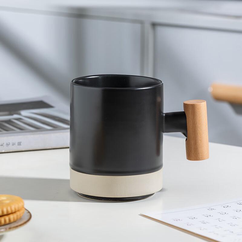 Gradient Ceramic Mug with Wooden Handle