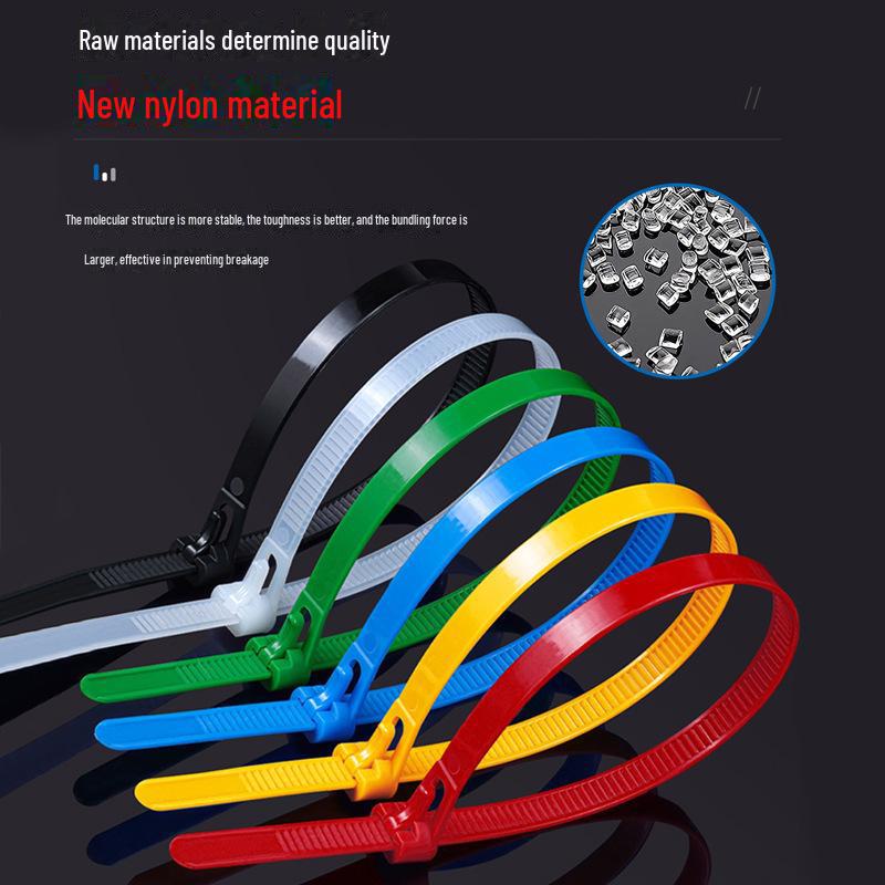 Reusable Nylon Cable Tie with Releasable Buckle - Black & White