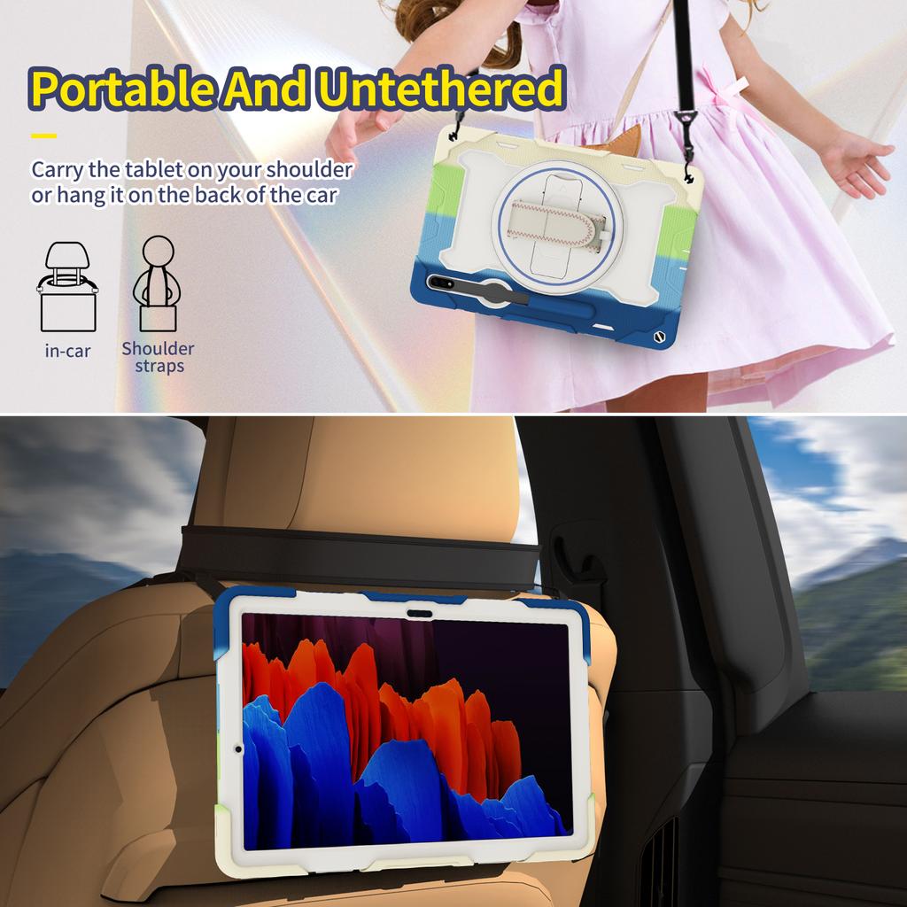 Heavy Duty Case Universal for Samsung Galaxy Tab S8 S7 Plus FE 12.4 SM-X800 X806 SM-T730 T735 T736 T970 T975 T976 Rotating Cover