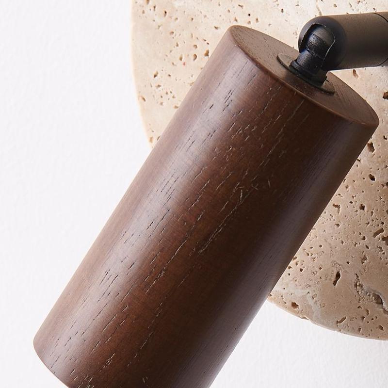Modern New LED Natural Stone Wood Wall Lamp with Zipper Switch Living Room Study Bedroom Bedside Reading Lighting