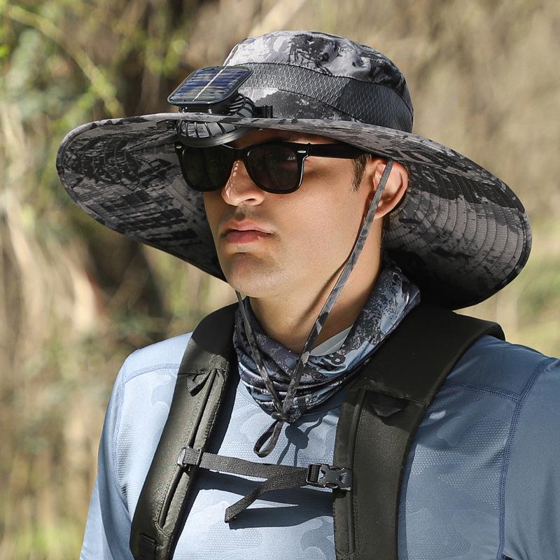 Solar-Powered Detachable Fan Hat: Quick-Dry Fisherman Style for Men's Outdoor Summer Use