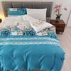 Blue Duvet Cover And Pillowcase 3-Piece Set, Polyester Set/2 Pillowcases/1 Duvet Cover/Student Bed/Double Bed/Full Size Bed/King