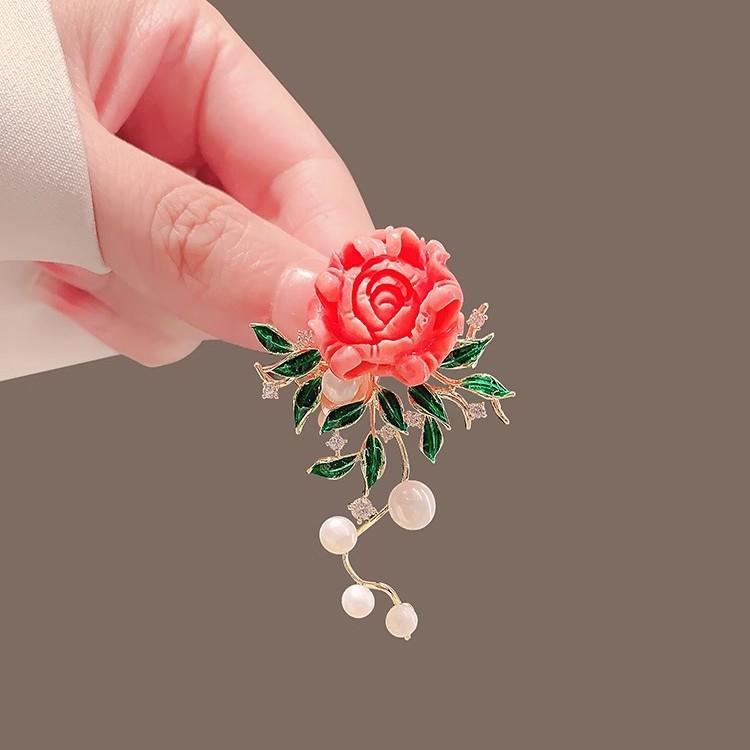 

Китайский стиль пион брошь женская роскошная ретро жемчужная булавка цветок ощущение одежда корсаж аксессуары