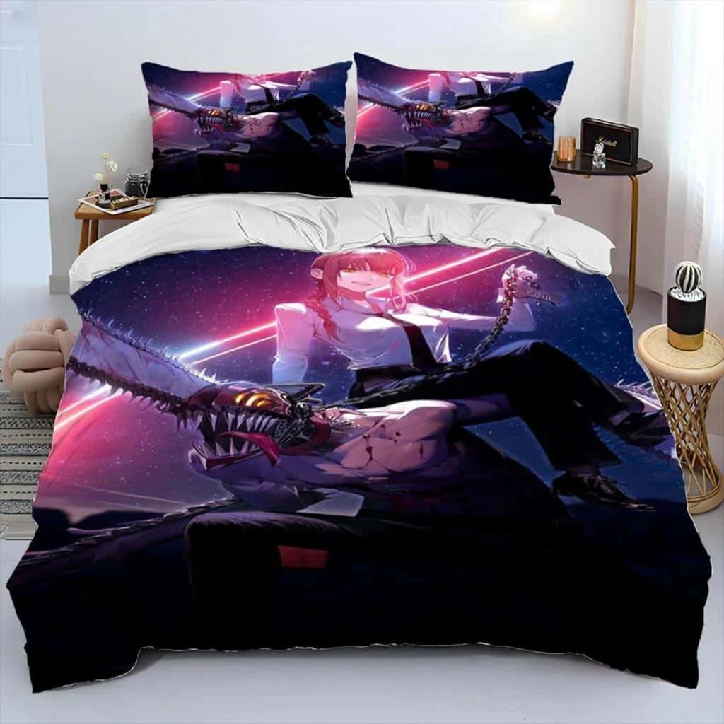3D Anime Chainsaw Man Denji Beding Set Carton Warm Comforter Soft Duvet Cover Bed Linen Set Comfortable Quilt Cover Pilowcase King Quen Sized