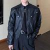 Trendy brand shoulder pads versatile autumn and winter casual American men's jacket new loose leather jacket locomotive clothing
