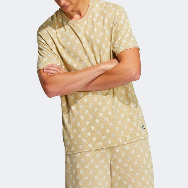 Adidas Neo Patterned Round Neck Casual T-Shirt Men Tops Prairie-Brown IA6412