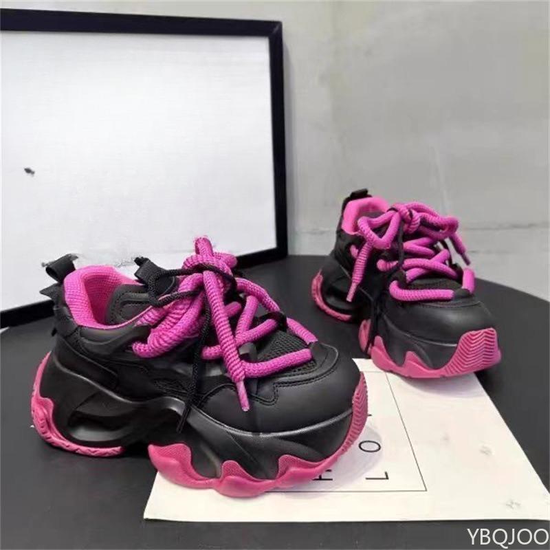 New Spring Fashionable Casual Women's Sneakers Spring Lace-Up Thick Bottom Shoes Woman Lightweight Breathable Sports Shoes