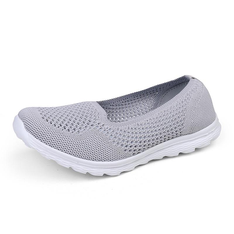 

Large size women s shoes mesh soft sole outer wear safety shoes pregnant women fat feet can step on heel elastic sneakers 42