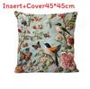Funda de Cojín de Terciopelo Bordada con Pájaro y Mariposa Floral Para Decoración de Sala de Estar