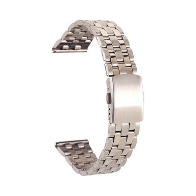 Stainless Steel Imitation Solid Watch Band with Five-Bead Design and Flat Head Airplane Buckle (18-24mm)