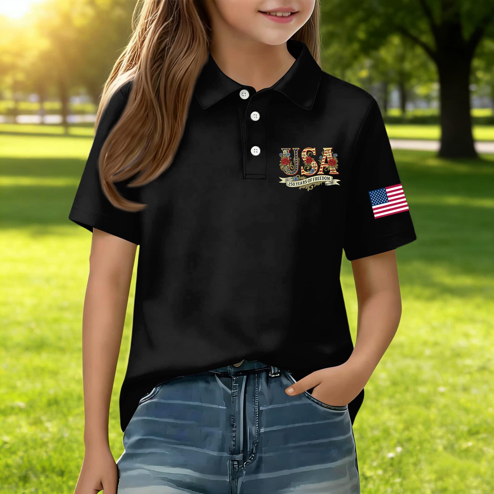 

Children s Daily Casual Short-sleeved Print Tops T-shirts Shirts 110 чёрный