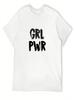 GRL PWR - Girl Power, Feminism Quote T-Shirt Heavyweights Graphic T Shirts Aesthetic Clothes Blue Archive Short Sleeve Tee Unisex