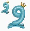 32 Inch Number 9 Foil Balloon Standing Design with Crown Top and Base for Party Decoration and Event Displays