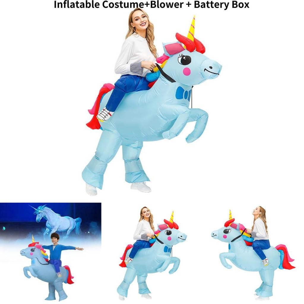 Adorable Light Blue Unicorn Pony Cartoon Costume For Halloween Festivities