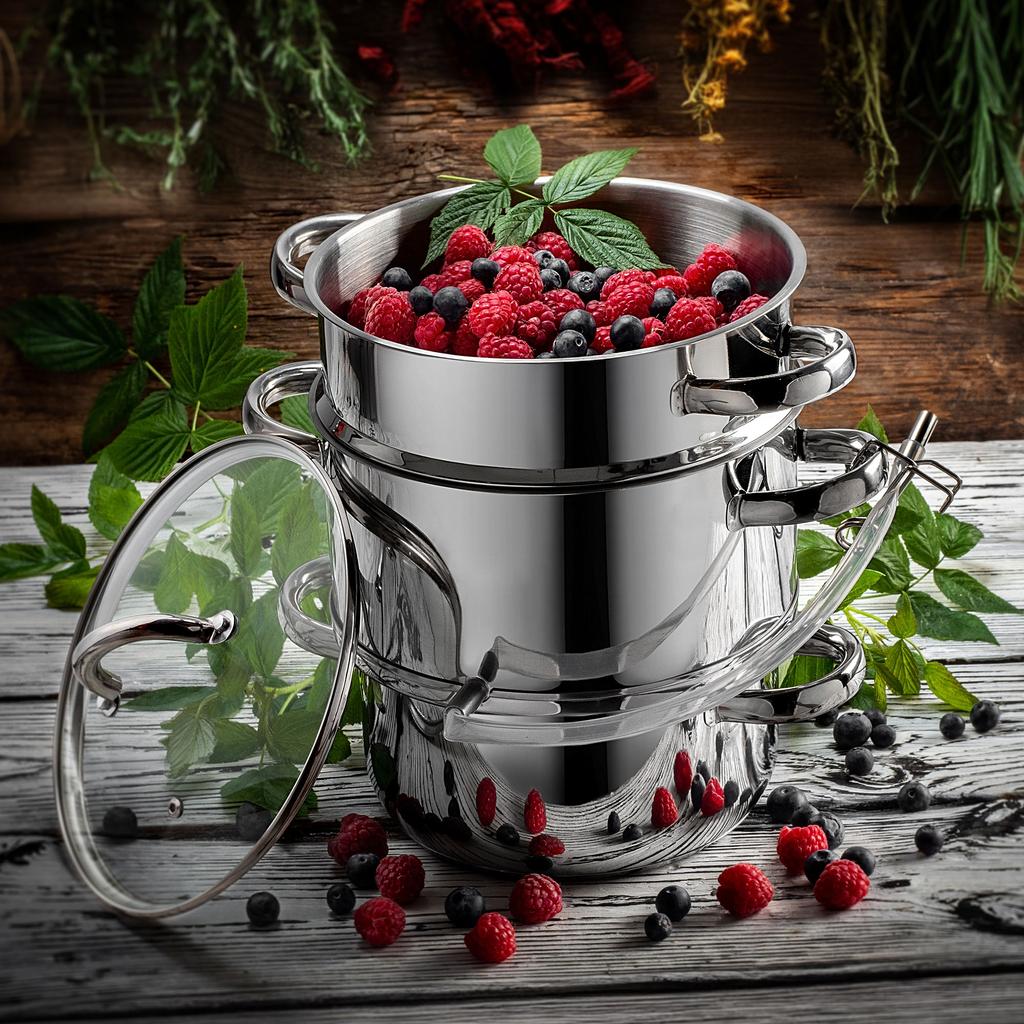 KADAX Juicer Pot 5L Stainless Steel Steamer For Induction Induction Gas Steel 3IN1