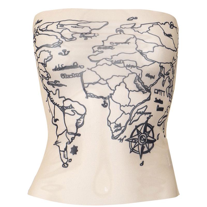 Desert Style Mesh Bandeau Tank Top: Women s Sexy Summer Fashion Large телесный