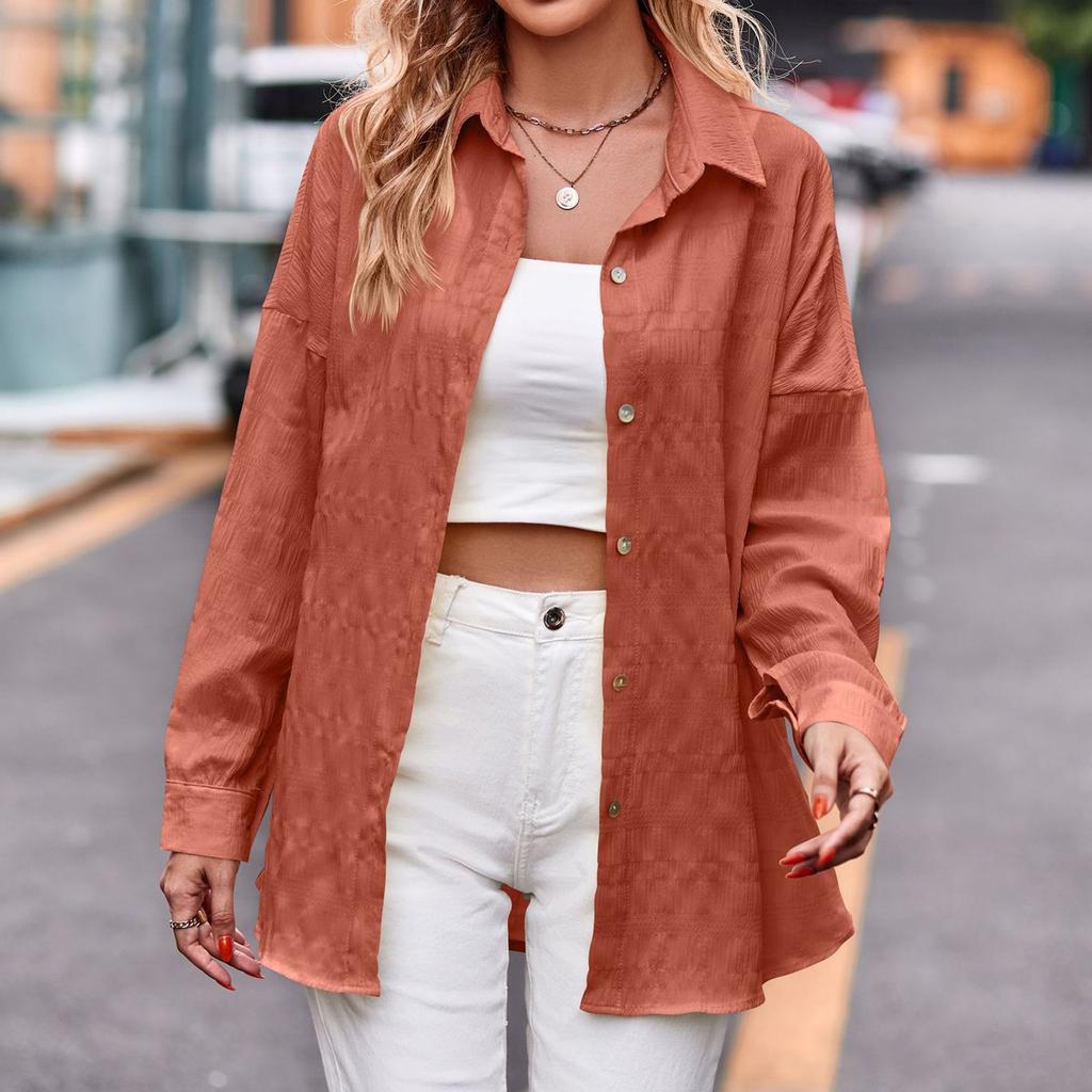 Women's Casual And Fashionable Bubble Loose Checkered Shirt Top Checkered Shirt Top