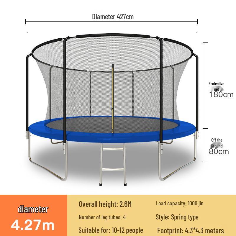 Indoor/Outdoor Kids Fitness Trampoline - Large Round Bouncing Bed for Home and Commercial Use