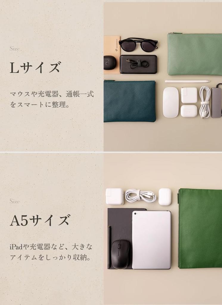 [LIB] A5-Flache Tasche, Wasserabweisendes Originalleder, Echtes Rindsleder, Unisex, Groß, Ohne Bodenfalte, YKK Reißverschluss (Schwarzes Loch)