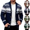 Herrenmode Lässiger Farbiger Gestrickter Cardigan mit Langen Ärmeln
