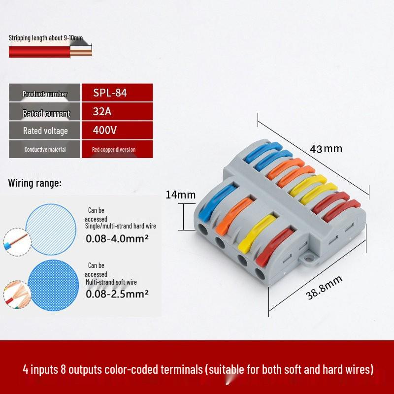 Quick Wiring Terminal - 2 In 2 Out Connector for Lamps and Parallel Wiring