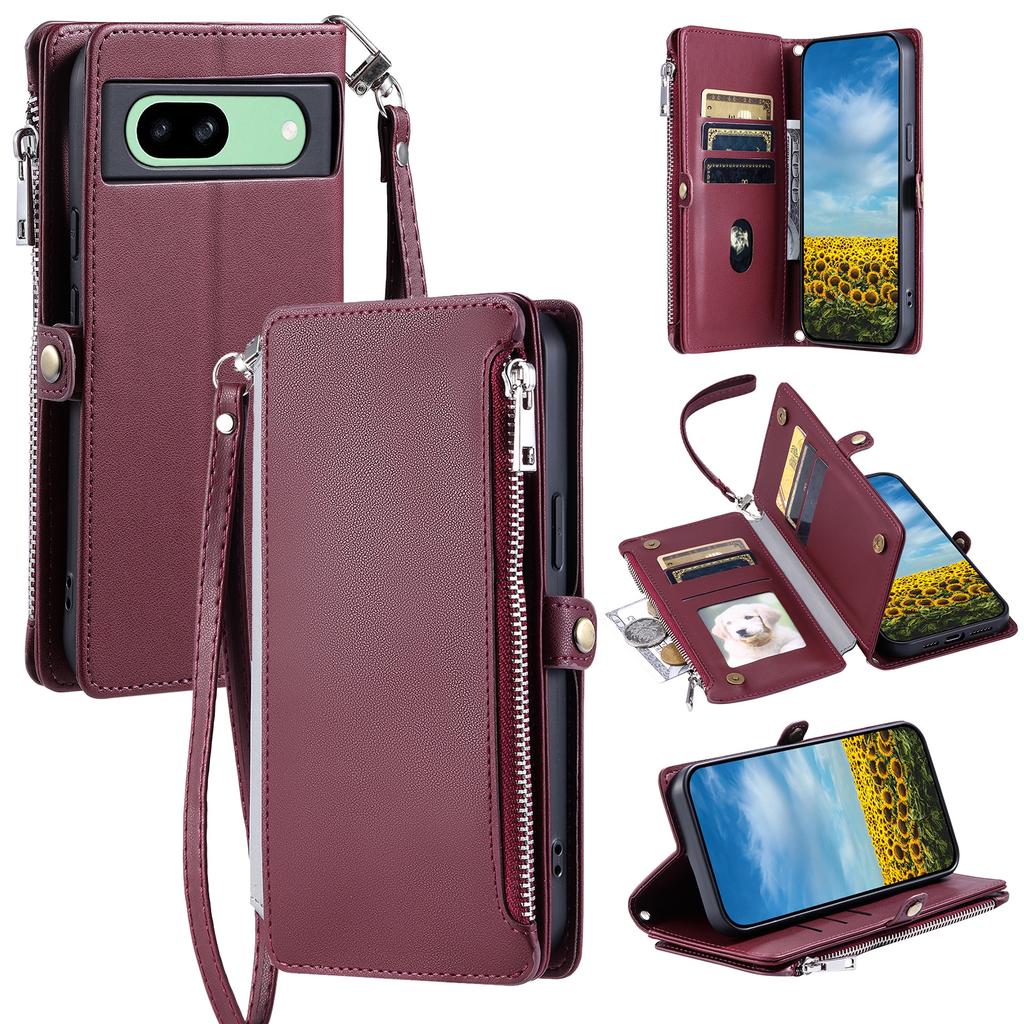015 Style For Google Pixel 8a Wallet Case Drop-Proof Leather Phone Cover