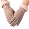 Winter Rabbit Fur Mouth Full Finger Touch Screen Plus Velvet Warm Gloves For Women
