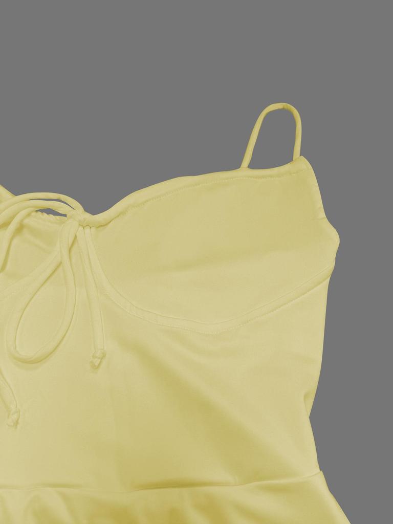 2026 European & American Sleeveless Sexy Slimming Spaghetti Strap Summer Dress for Women - Solid Color Beach Style