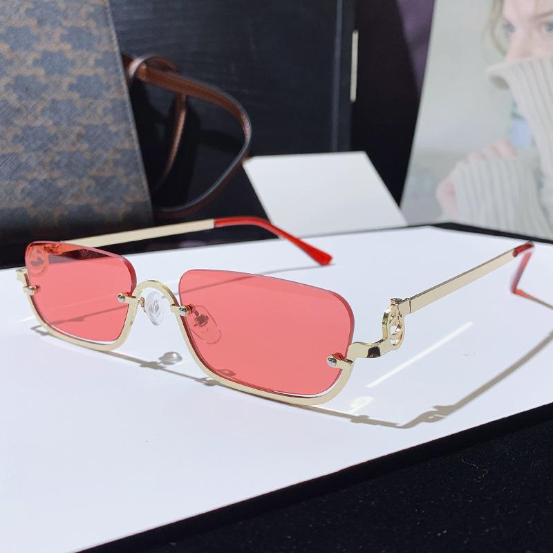 Modische kleine quadratische Sonnenbrille für Damen mit kleinem Rahmen aus Metall, quadratisch, für Damen, Luxusmarke, Halbrahmen, rechteckige Sonnenbrille