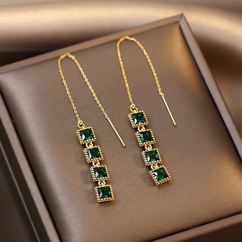 

Emerald Square Ear Thread Tassel Earrings for Women - 2021 Trend Dangle Jewelry
