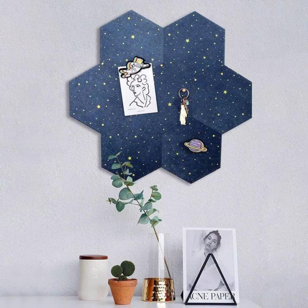 Hexagon Felt Board Tiles Self Adhesive Wall Bulletin Board Felt Memo Board Notice Board with Push Pins for Home Wall Decal Decor