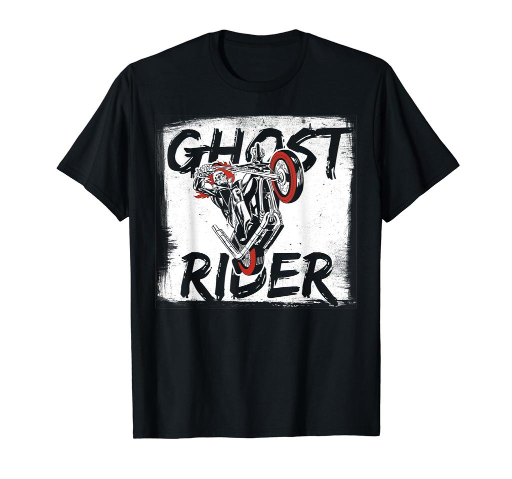 Marvel Ghost Rider Retro Chalk Wheelie Graphic T-Shirt