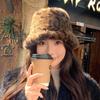 Leopard Print Fur Hat Women Windproof Keep Warm Headgear Fur Fisherman Hat Female Faux Fur Thick Winter Hat Lady Hat